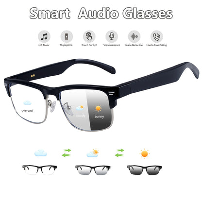 Smart Glasses Photochromic Audio Eyewear with Open-Ear Speaker, Microphone and Metal or Plastic Frames