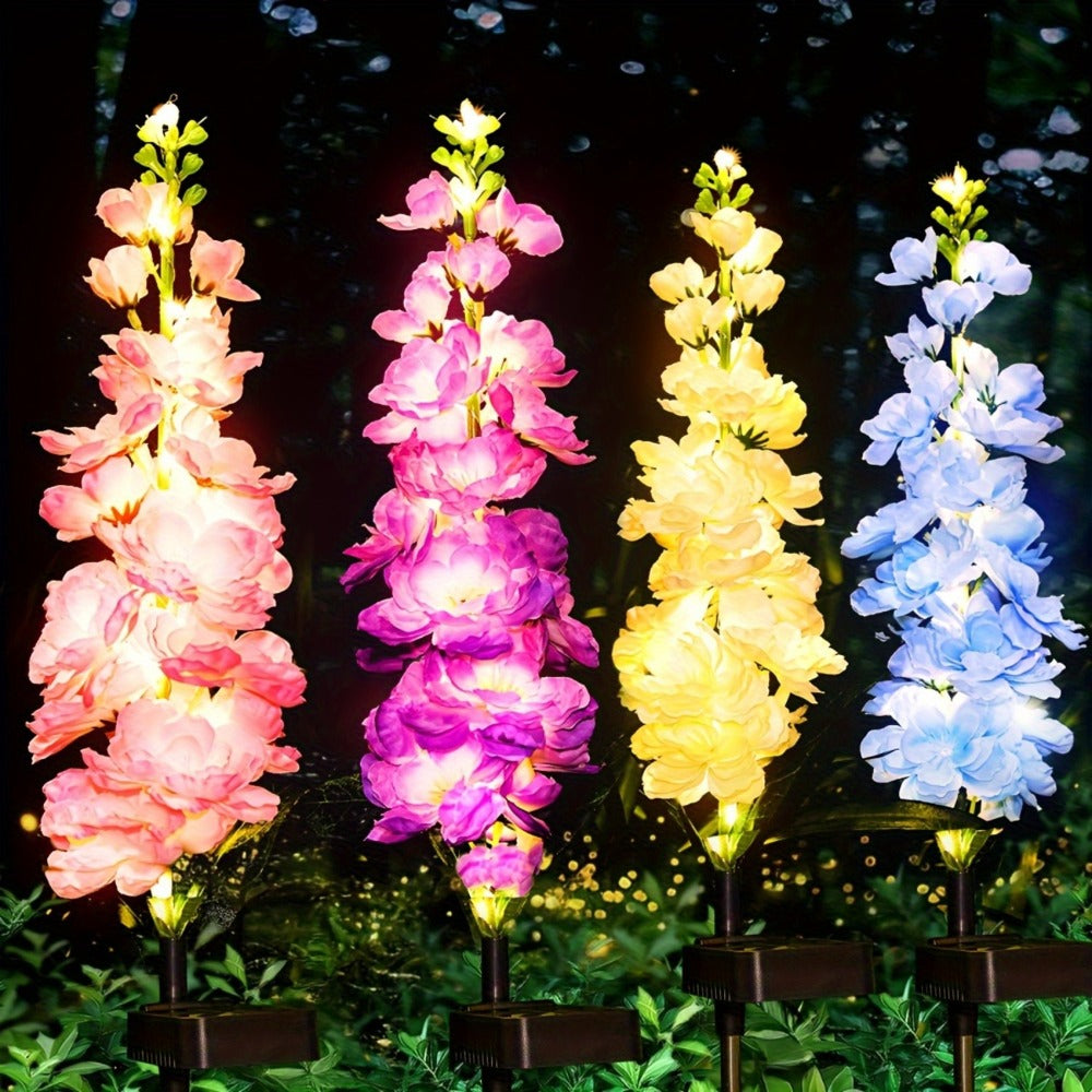 Solar Garden Lights 2-Pack Delphinium Flower Stakes, 27 Inch, 36 LEDs and 600mAh Battery Set