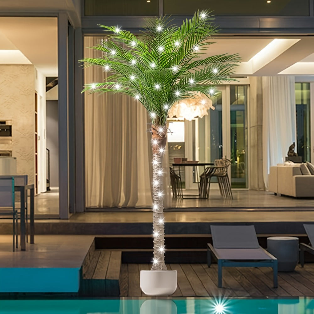 Large Artificial Palm Tree 7ft 8ft 9ft, UV Resistant Faux Tropical Palm Tree with Realistic Leaves for Outdoor Patio Garden Yard