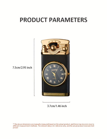 Vintage Dial-Front Double-Flame Butane Lighter with Rocker Ignition in Black Matte or Red Wood Grain