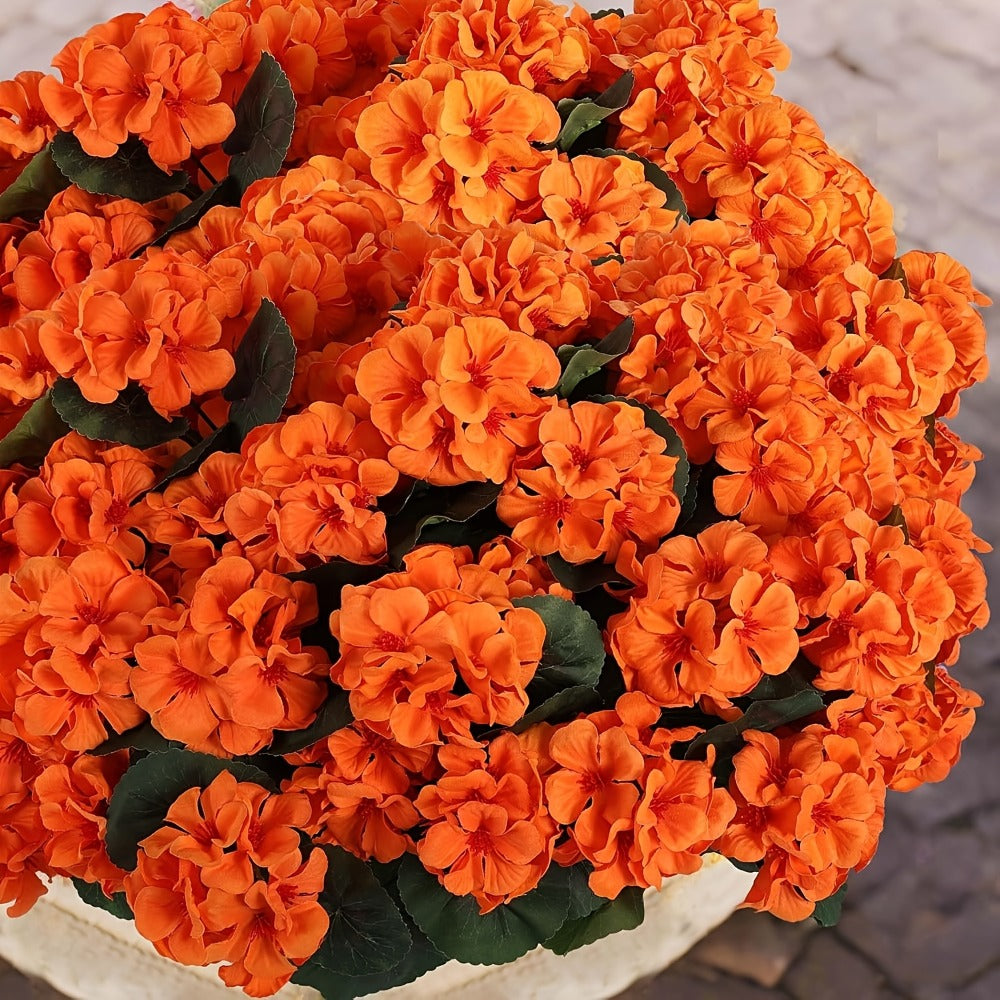 Artificial Flowers 13.77-Inch Geranium, Rose, Marigold or Hydrangea Styles in 8 and 16-Piece Options