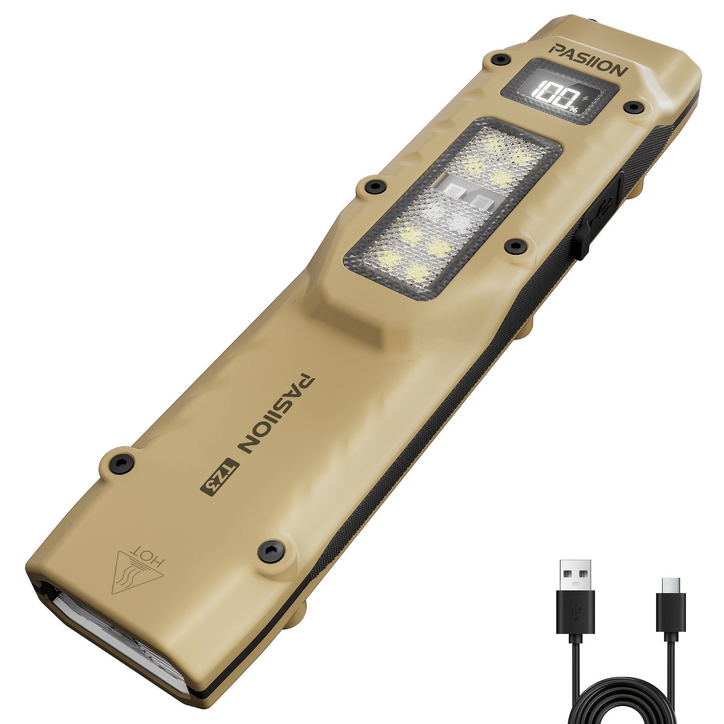 EDC Tactical Flashlight 1500 Lumen USB Rechargeable, Flat Slim Pocket Flashlight High CRI 5 Modes Red Warning Light