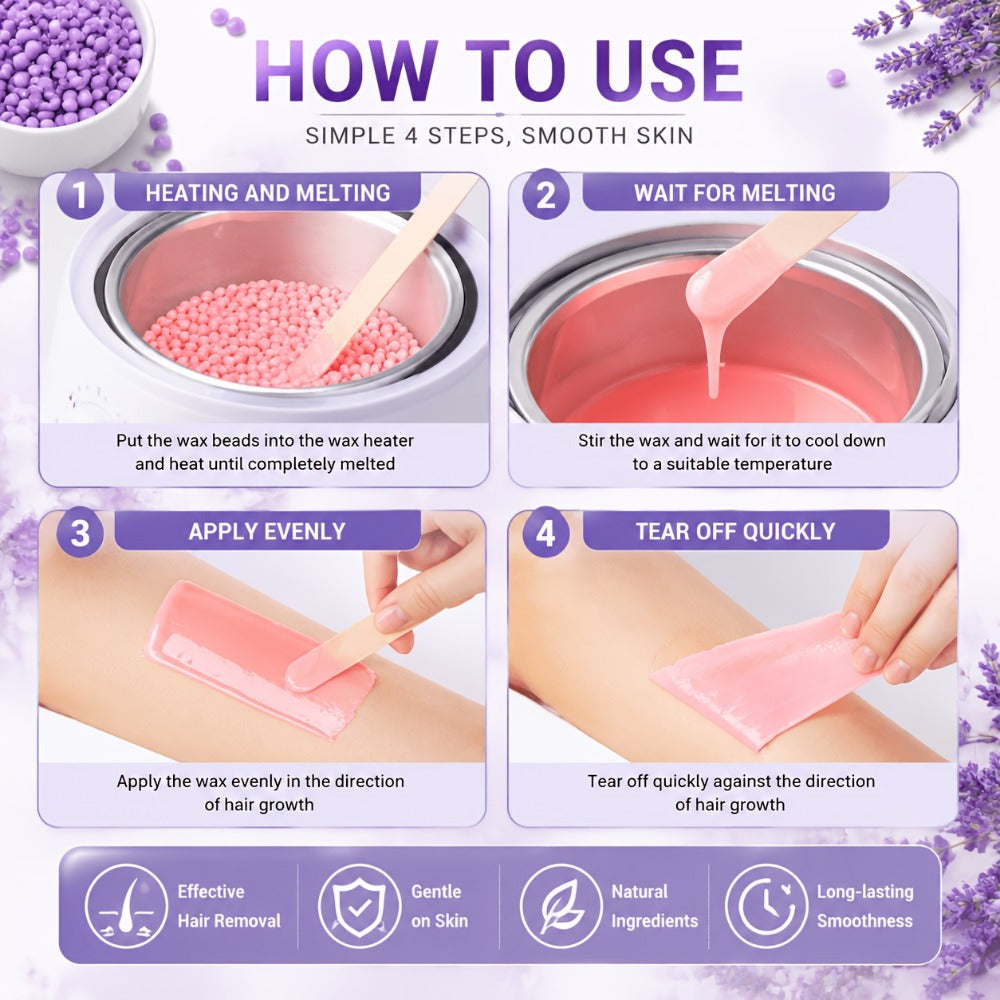 Hard Wax Beads for Hair Removal Full Body 1000g/2000g – Professional Waxing Kit with 20 Applicator Sticks