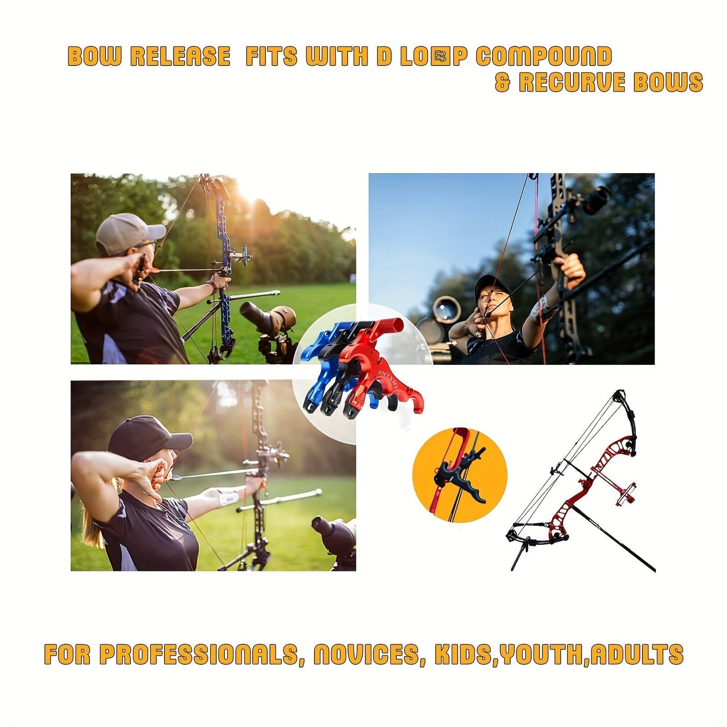 Archery Bow Release Aid for Compound Bow – 360° Rotating Aluminum Thumb Trigger Wrist Strap Release with Adjustable Sensitivity for Hunting