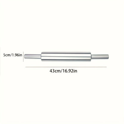 Stainless Steel Rolling Pin, Professional Non-Stick Dough Roller with Non-Slip Grip and Rounded Ends, Easy to Clean Baking Rolling Pin