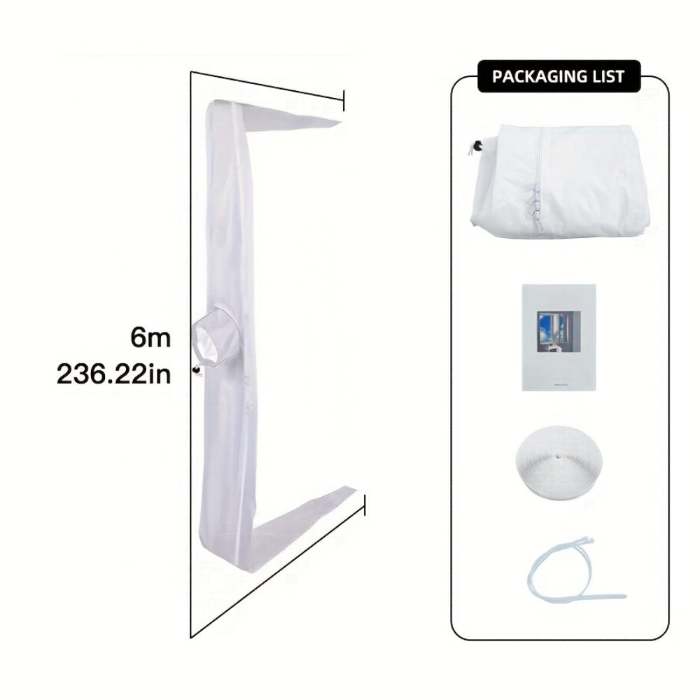 Portable AC Window Sealing Strip Universal | Adjustable Air Conditioner Exhaust Hose Seal Kit with Zipper & Adhesive | 4M 5M 220" 236" Sizes