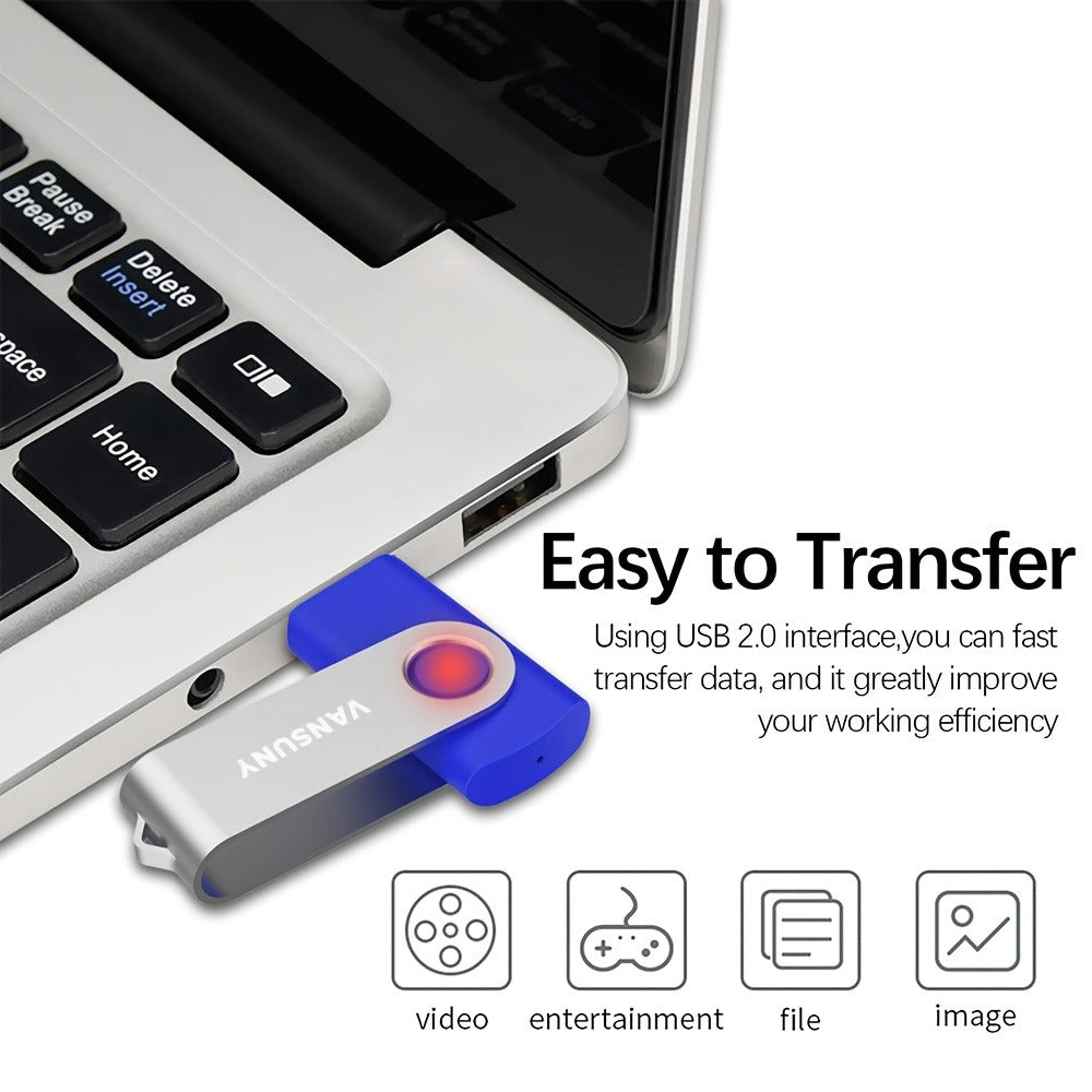 USB Flash Drive KOOTION Five-Pack USB 2.0 Swivel Memory Sticks in Five Colors with 4GB to 64GB Options