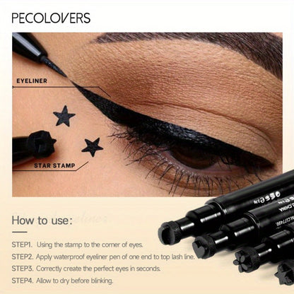 Winged Eyeliner Stamp Pen Set Double-Ended 8 Wing Styles Waterproof Quick-Dry Liquid Liner, for Makeup, Travel and Everyday Vanity Use