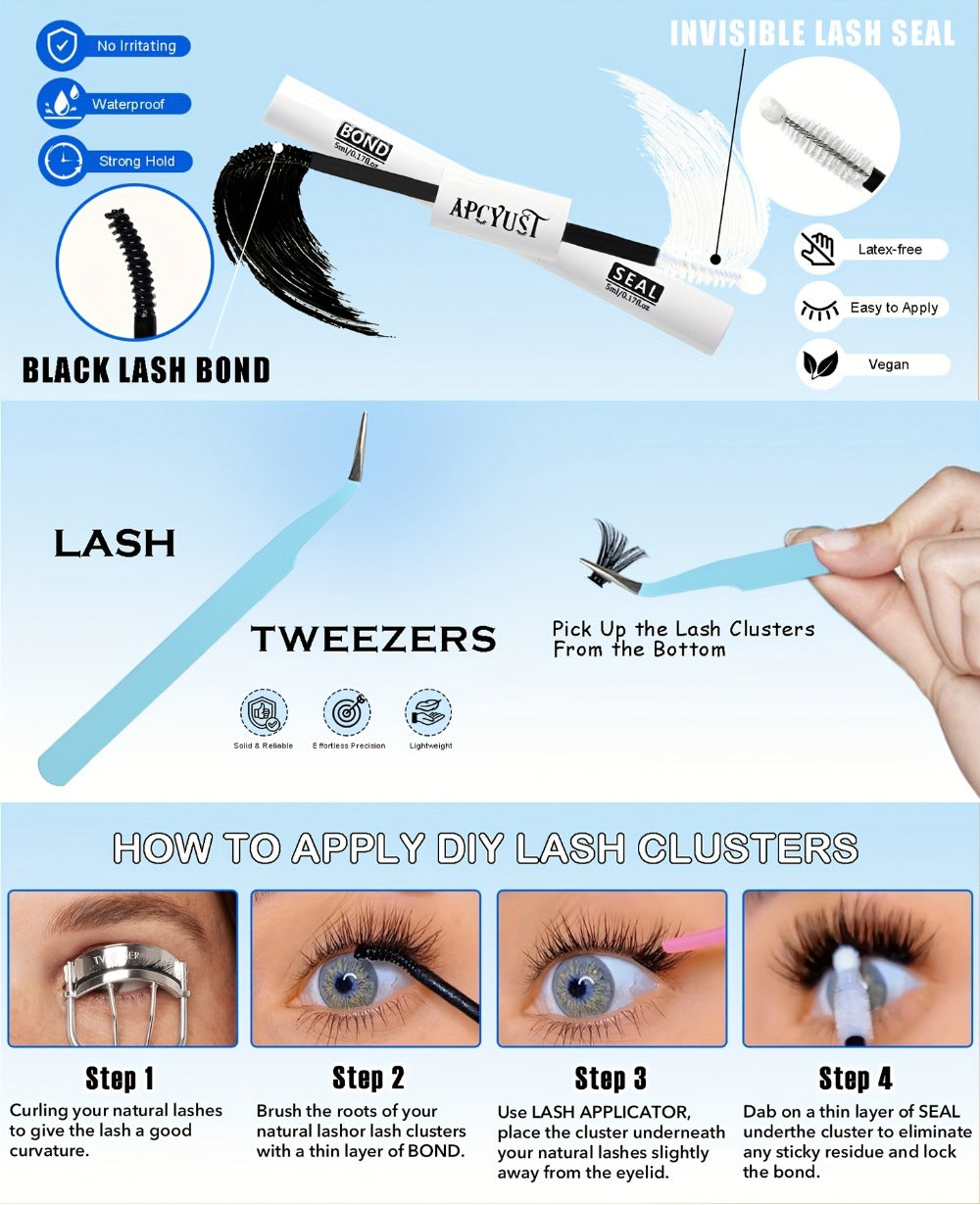 Spiky Wet-Look Fairy Lash Clusters Kit – Manga Anime C Curl Individual Spike Eyelash Extensions 8mm-18mm Mixed Length