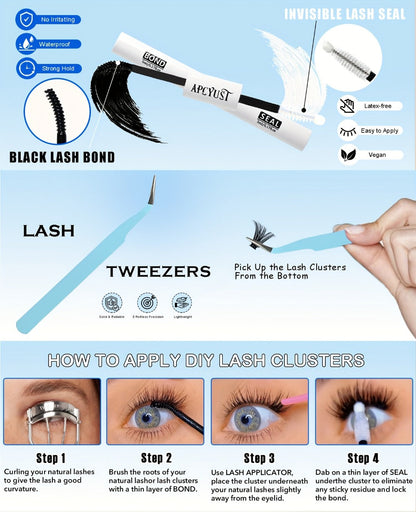 Spiky Wet-Look Fairy Lash Clusters Kit – Manga Anime C Curl Individual Spike Eyelash Extensions 8mm-18mm Mixed Length