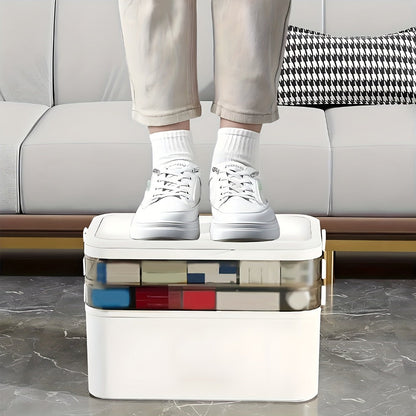 5-Tier Stackable Storage Box with Lids, Large Transparent Organizer with Handle for Home & Travel - Pill Box