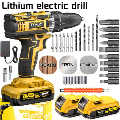 Cordless Impact Drill Set 21V - Wireless Power Drill with Battery & Quick Charger, Multifunctional Tool Kit for Home