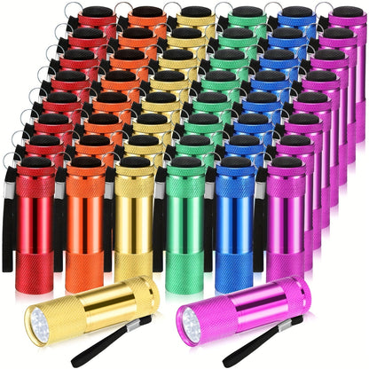 Flashlight 48-Piece Mini LED Bulk Set with Aluminum Bodies, Wrist Lanyards and Mixed Colors