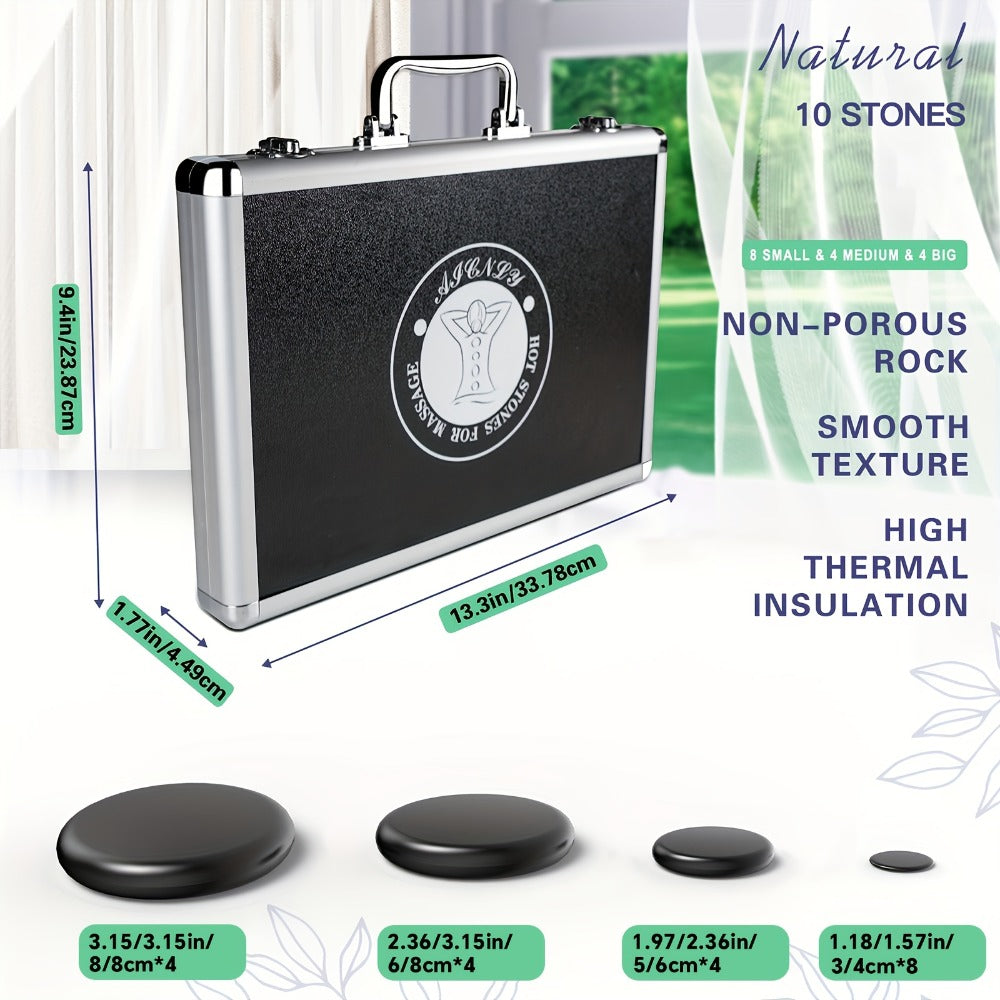 Basalt Hot Stone Massage Kit 20Pcs with Temperature Control Heater – Professional Spa Therapy Set for Full