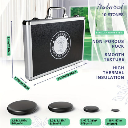 Basalt Hot Stone Massage Kit 20Pcs with Temperature Control Heater – Professional Spa Therapy Set for Full
