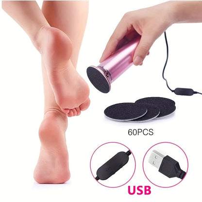Electric Foot Callus Remover with 60 Replacement Pads, Adjustable Speed USB Rechargeable Dead Skin Remover for Men & Women