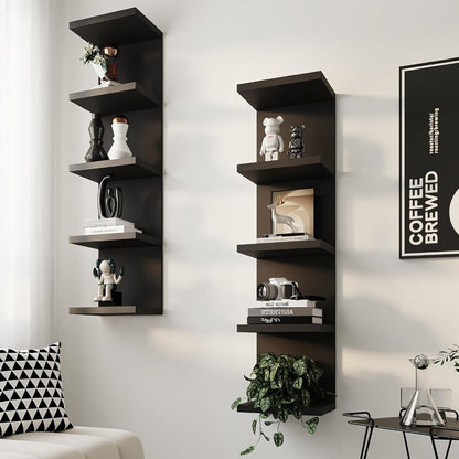5-Tier Floating Wall Shelf Wall-Mounted Storage Rack 31.5" - Space Saving Display Shelves for Entryways, Bedrooms and Living Spaces