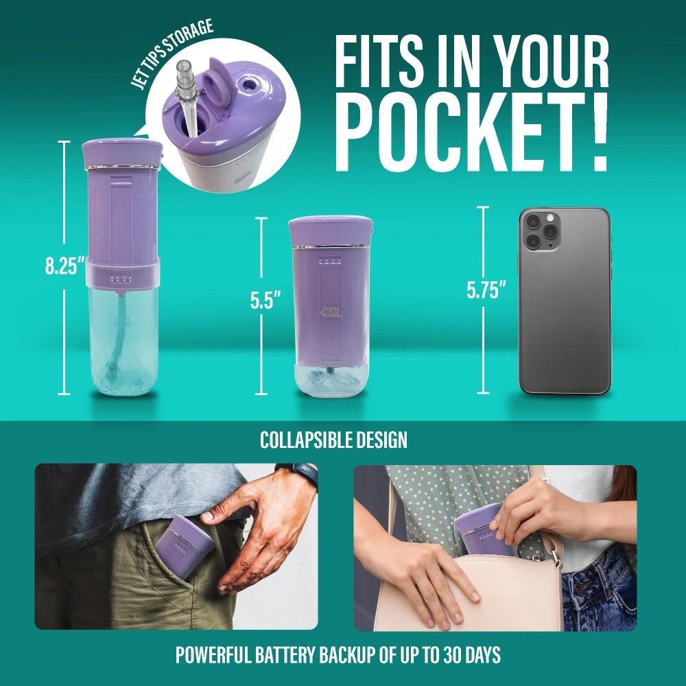Compact Water Flosser Portable Travel Oral Irrigator, Collapsible 290ml Tank, 4 Flossing Modes, 1800 Pulses/Min