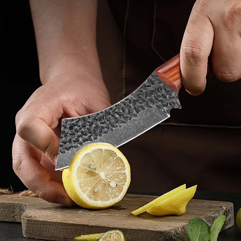Kitchen Chef Knife Set 3 Piece Stainless Steel - Sharp Boning Knife, Utility Knife & BBQ Knife with Hammered Blade