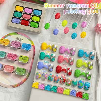 Gel Nail Polish Set with MORDDA Label, 9 Romantic Summer Dopamine Gel Colors in Nine-Grid Set