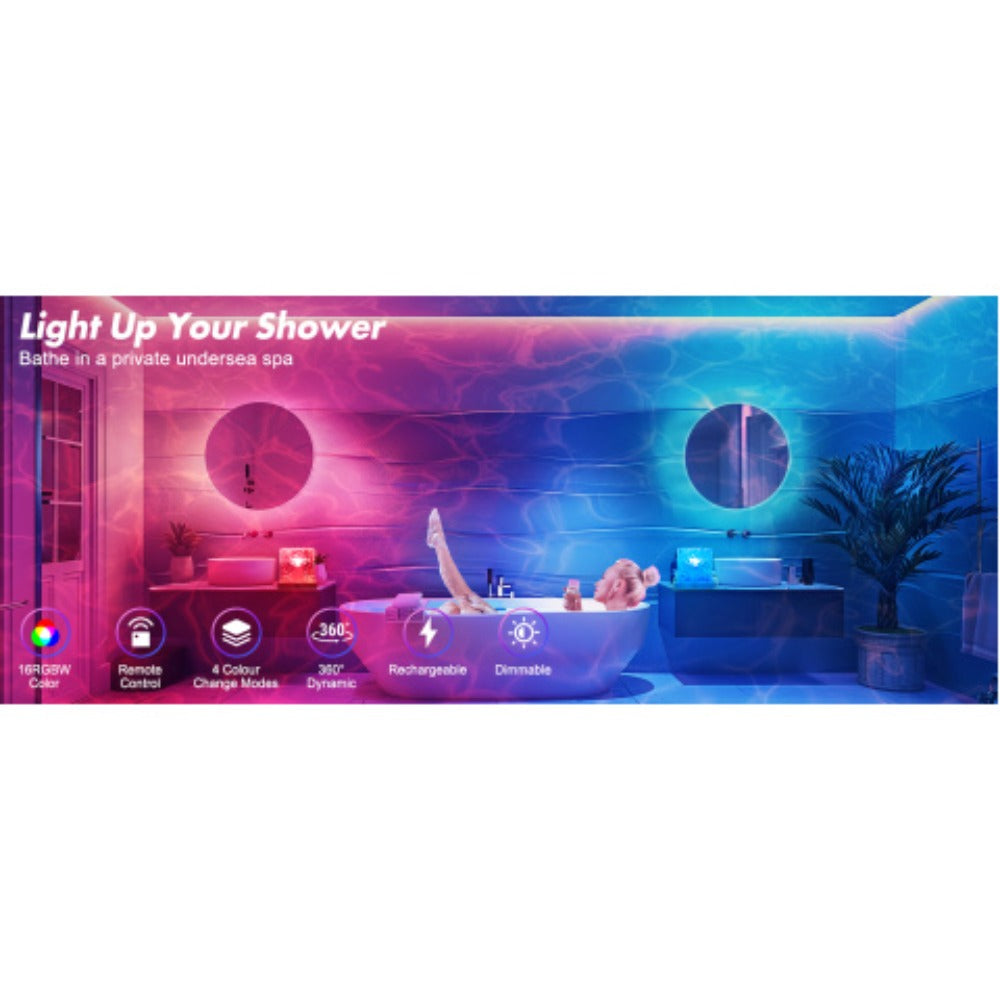 Compact Cube Projection Night Light with Textured Top, Touch Button, Remote and USB Charging