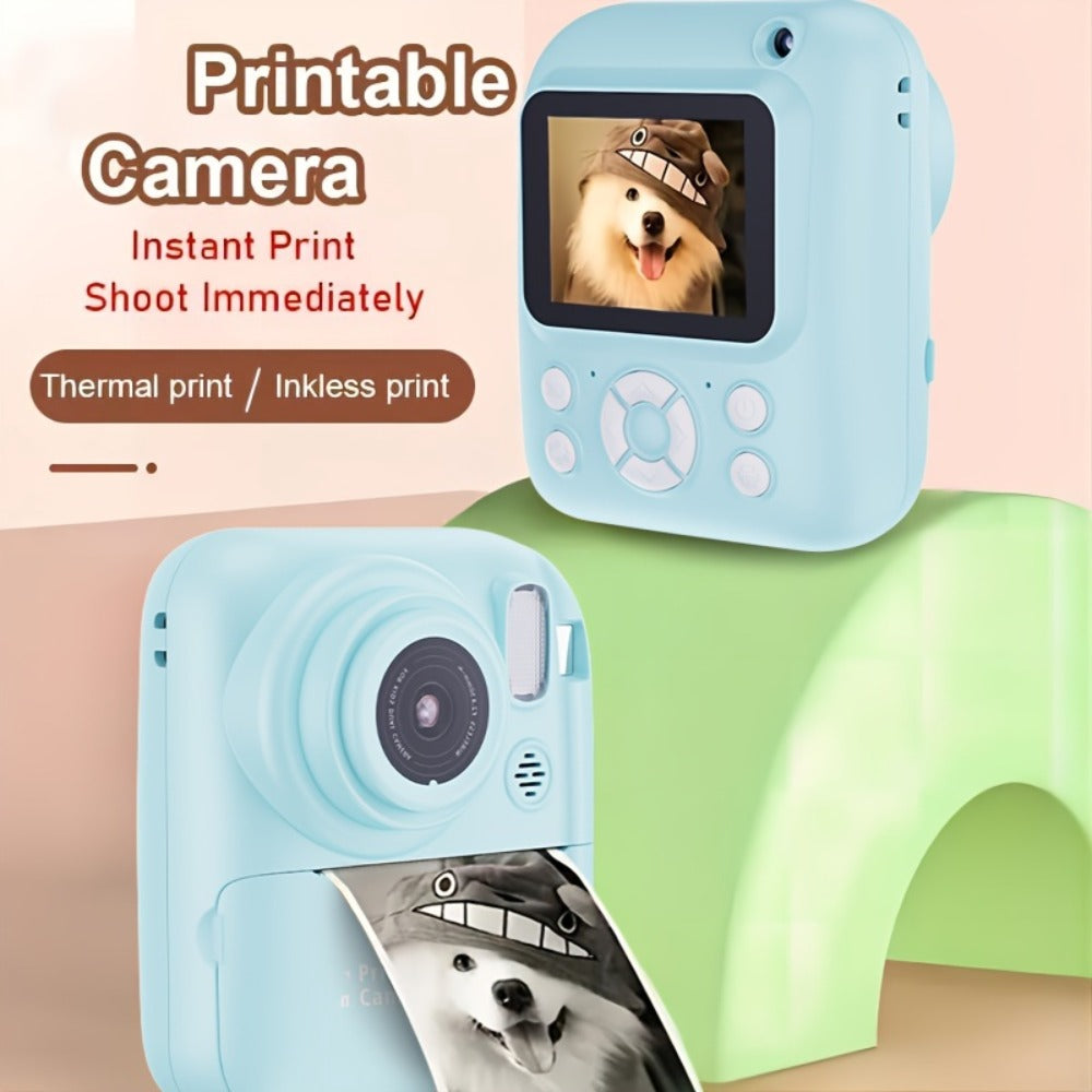 Instant Print Camera for Kids 48MP with Print Paper 32G TF Card 1080P FHD Video Flash MP4 Puzzle Game for a Home Lash Beauty Routine