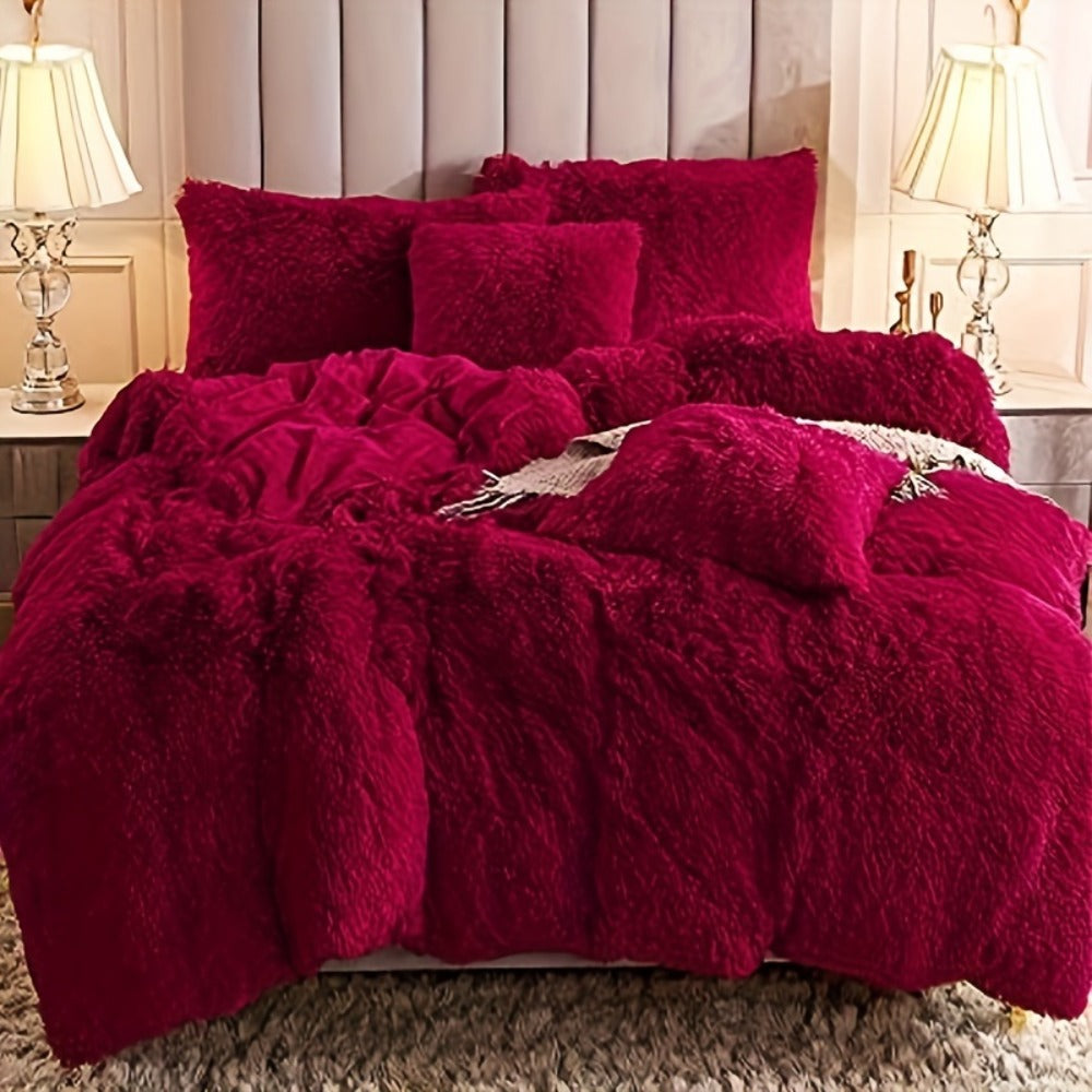 Plush Duvet Cover 100% Polyester Soft Warm Zipper Closure Cozy Bedroom Bedding Twin Full Queen King Solid Tie Dye 14 Colors for Bedroom