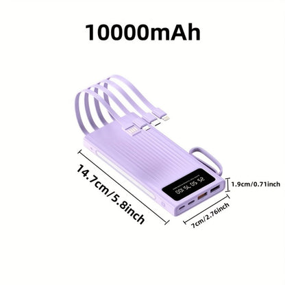 Power Bank for Camping, 10000-30000mAh with 15W Charging, Four-in-One Cable and Four-Mode Camping Light