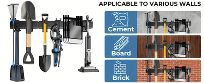 Garage Tool Organizer Wall Mount 48", Pegboard with Adjustable Swivel Hooks, 1 Double Hook & 5 Straight Hooks