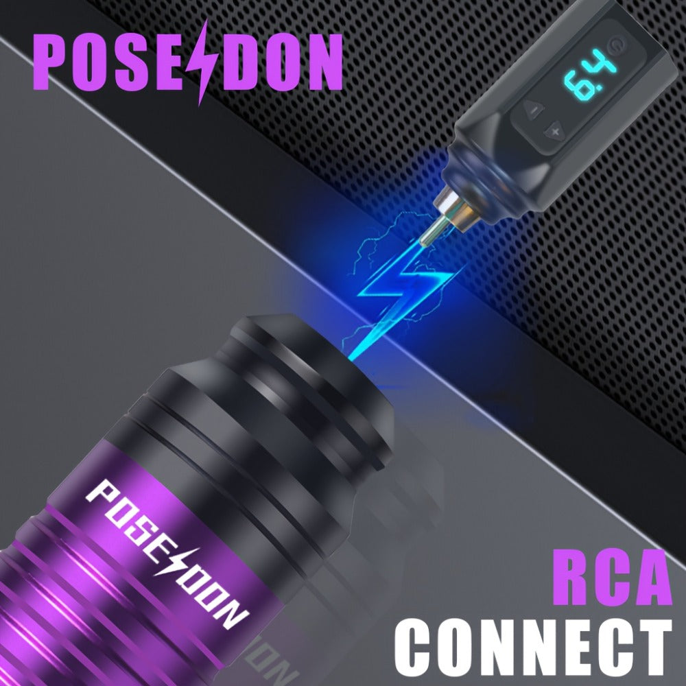 Tattoo Machine Kit POSEIDON TU12 Wireless Pen with 1500mAh Battery, USB-C, 20 Cartridges and Practice Skin