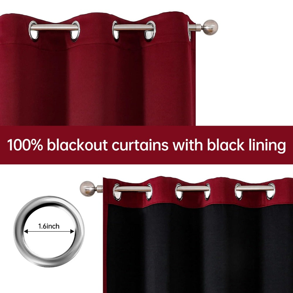 Blackout Curtains 4 Panels 100% Light Blocking Thermal Insulated Noise Reducing Grommet Window Curtains for Bedroom Living Room Balcony