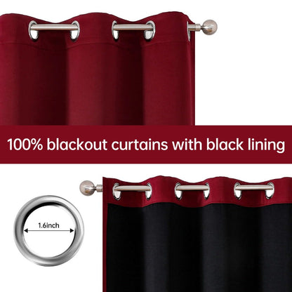 Blackout Curtains 4 Panels 100% Light Blocking Thermal Insulated Noise Reducing Grommet Window Curtains for Bedroom Living Room Balcony