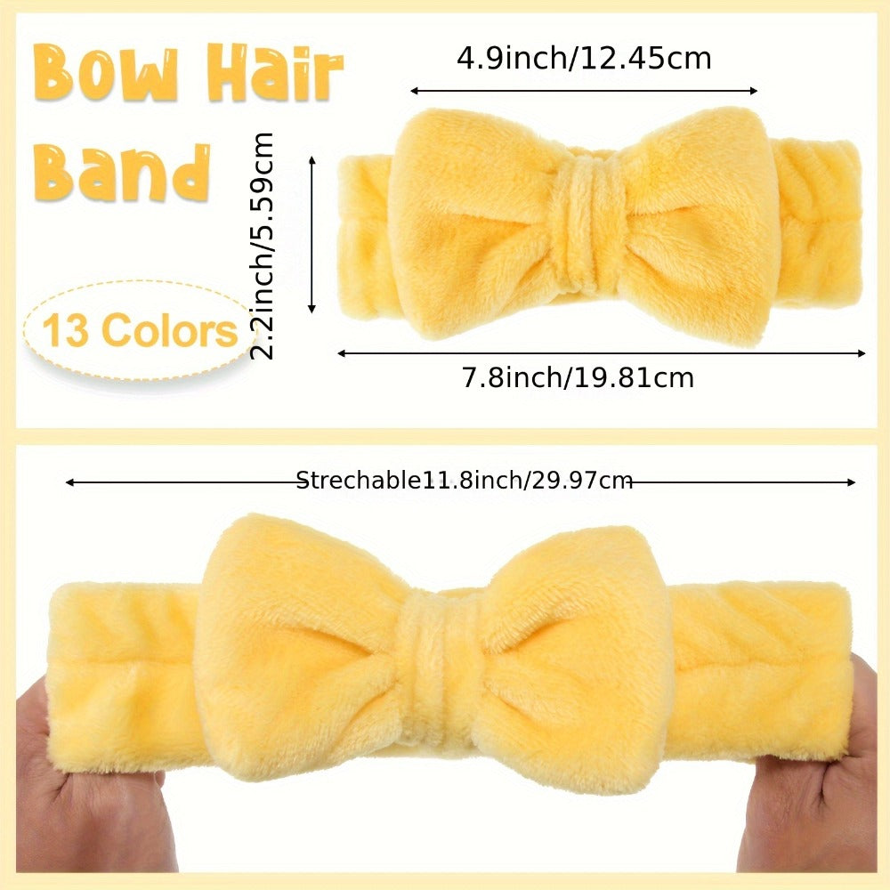 Spa Headbands for Washing Face 52 Pack Bulk Set – Soft Coral Fleece Bow Headband in 13 Colors for Women Skincare Makeup Shower Facial