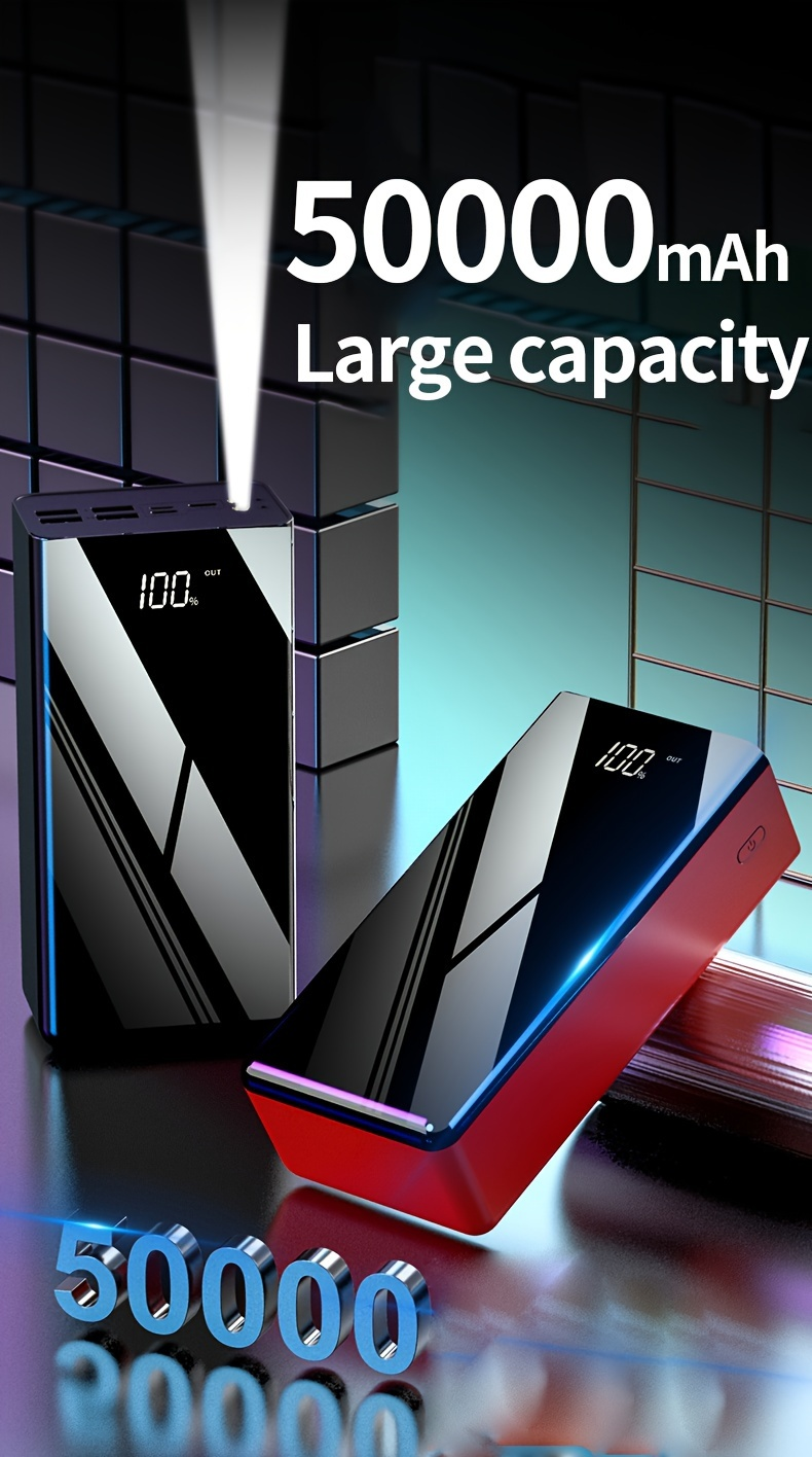 Portable Charger 50000mAh Large Power Bank LED Light Power Display Multi-Port USB-C Micro for an Everyday Personal Care Routine