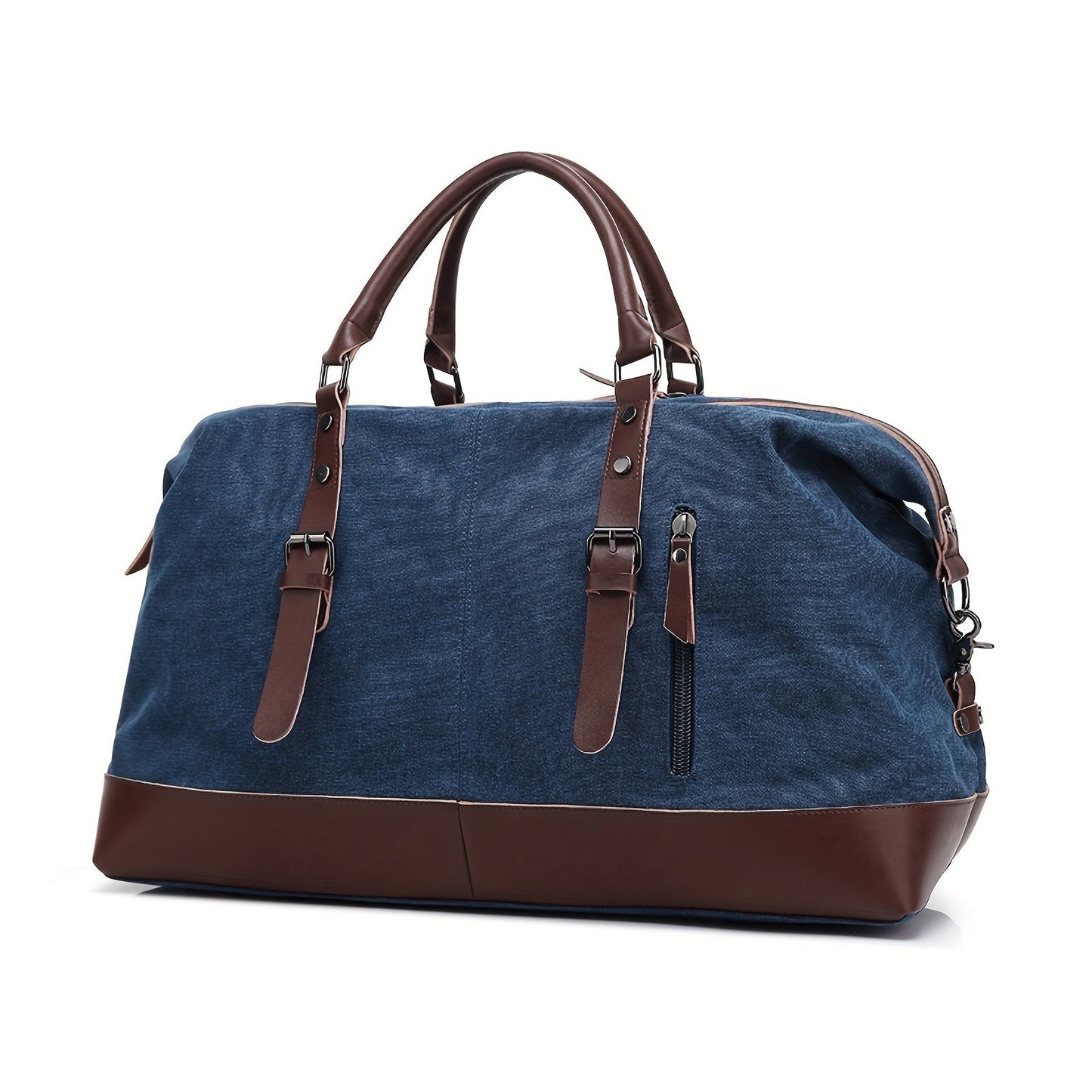 Canvas Weekender Bag Large Capacity Travel Duffel Overnight Bag Zipper Canvas Holdall Tote Satchel Handbag for Men Women Black Navy Army