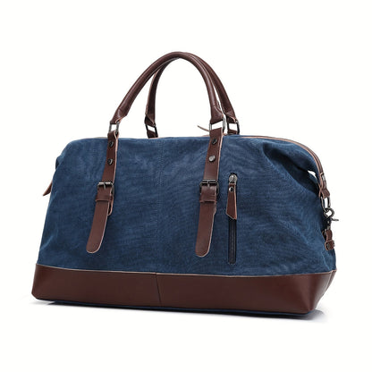 Canvas Weekender Bag Large Capacity Travel Duffel Overnight Bag Zipper Canvas Holdall Tote Satchel Handbag for Men Women Black Navy Army