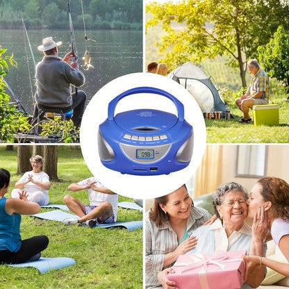 Portable CD Player Boombox with AM FM Radio Dual Stereo Speakers, Aux Input USB TF Card MP3 Player