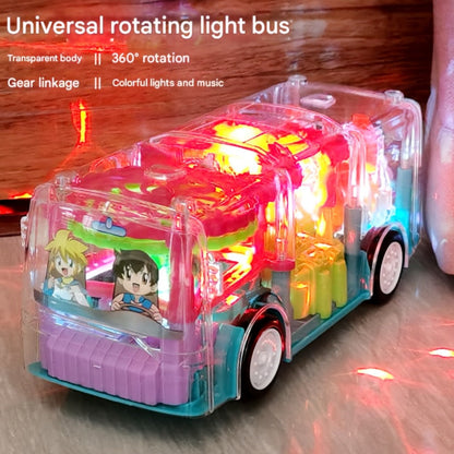 LED Light Up Transparent School Bus Toy with Colorful Flashing Lights, Toddler Toy for Boys & Girls Ages 2+