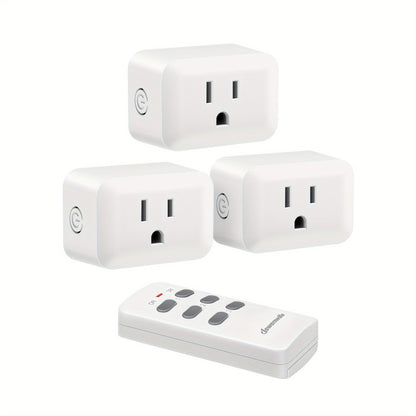 Wireless Remote Control Outlet Switch 100ft RF Range Programmable Expandable Plug-in Remote for Entryways, Bedrooms and Living Spaces