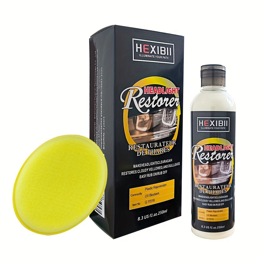 Car Headlight Restoration Fluid 8.5oz – Removes Yellowing, Oxidation & Haze | Crystal Coating Refurbishment Agent for Plastic Headlamp
