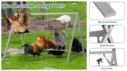 Chicken Swing Coop Toy Metal Perch for Backyard Hens Roosters Parrots Rabbits Promotes Exercise Balance for Garden, Patio and Yard Use