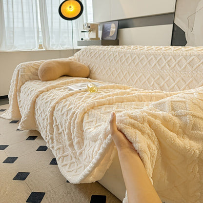 Sofa Cover 300 GSM Shu Velveteen Jacquard Throw in Three Sizes and Five Solid Colors for Armchair to Sectional