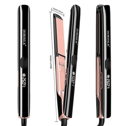 Ceramic Ionic Flat Iron Hair Straightener & Curler 2-in-1 Plasma Anti-Static 260°C 500°F LCD, for Home, Travel and Salon Hair Styling