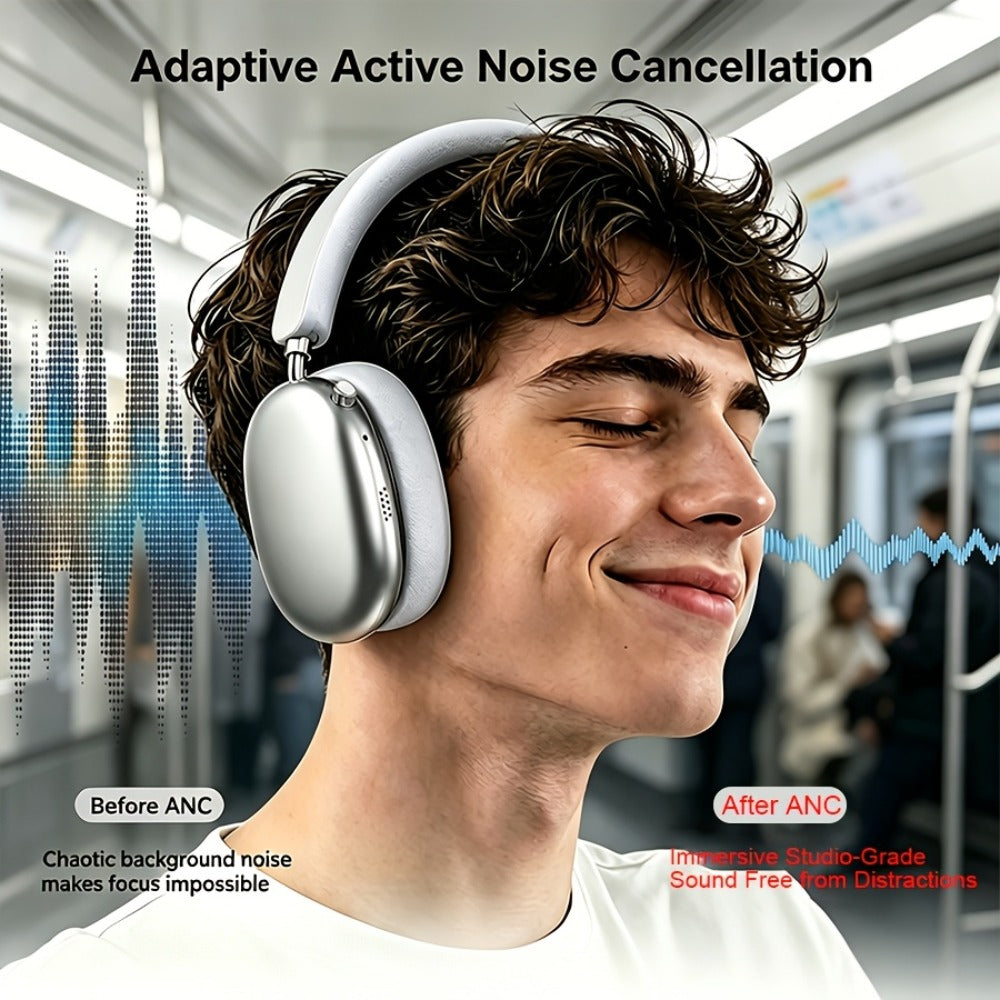 Foldable ANC Over-Ear Headphones with Bluetooth 5.4, Built-In Microphone and Three Color Options for Travel