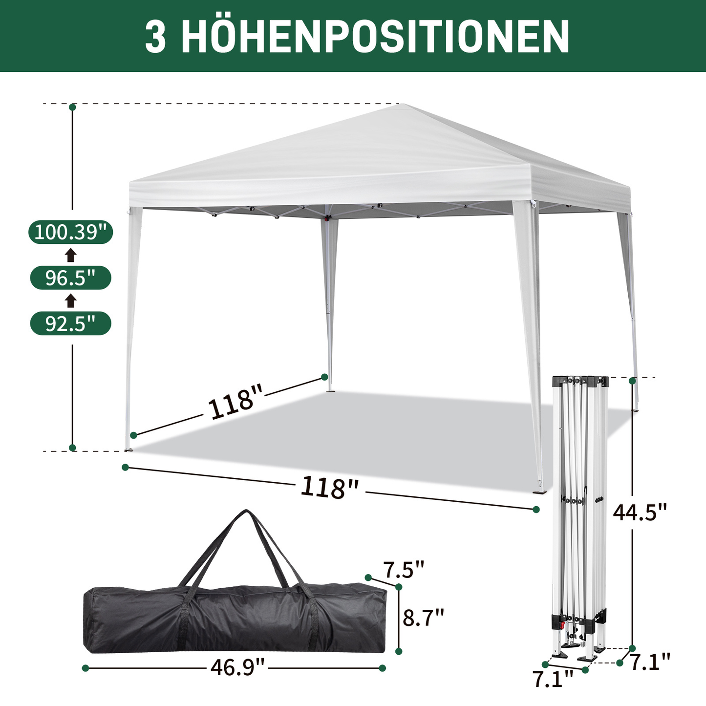 Instant Canopy 10x10 FT Oxford Fabric UPF50+ Sidewalls Commercial for Garden, Patio and Yard Use