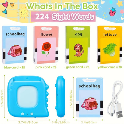 Talking Flash Cards for Kids 224 & 510 Words, Electronic Language Learning Device for Preschoolers Ages 3-6