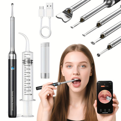 Intelligent Visual Tonsil Stone Removal Kit – 1080P HD Camera, 6 LED Lights, Wi-Fi & App Connection, Multi-Accessory Oral Inspection Tool