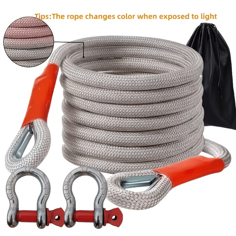 Recovery Tow Strap Heavy Duty – Up to 48000 LBS Break Strength, Kinetic Tow Rope with 2 D-Ring Shackles, Reflective Safety Flag & Storage