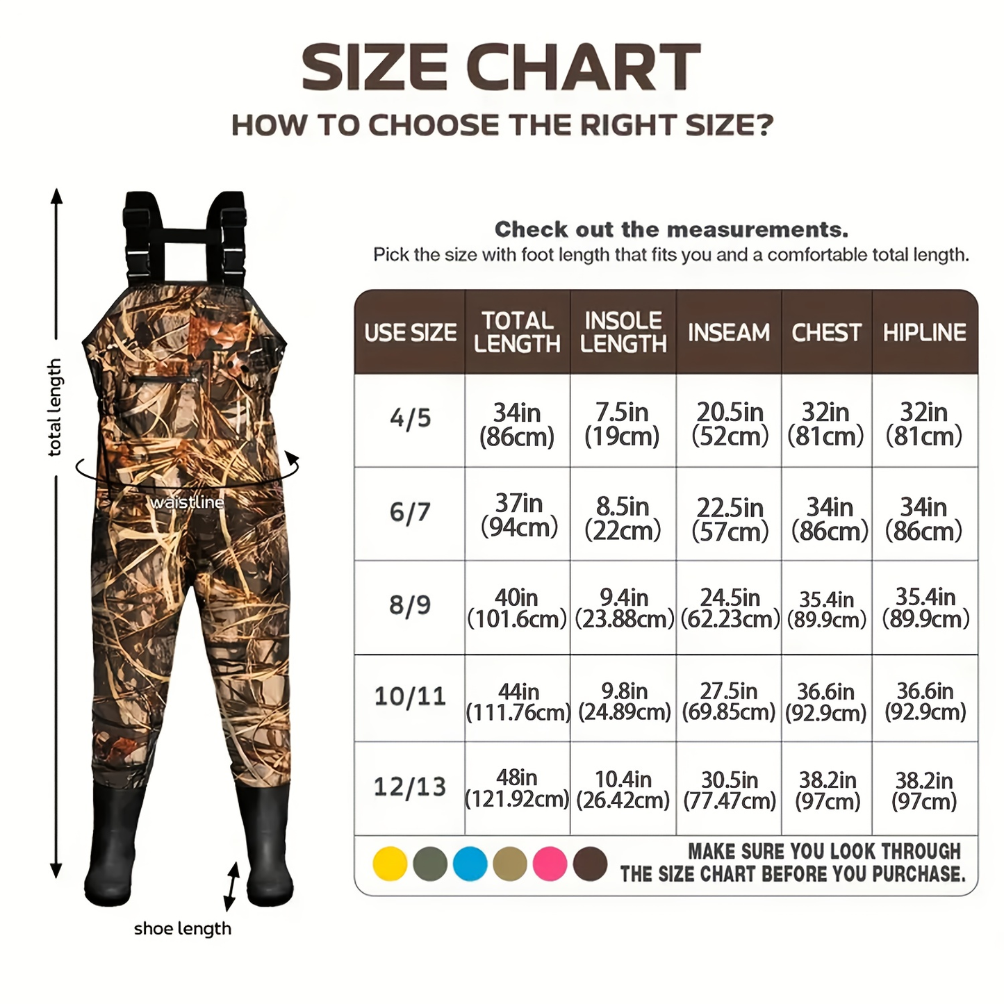 Kids Chest Waders Waterproof with Attached Boots – Youth Nylon Fishing & Hunting Waders, Cartoon Stripe Design, Lock Closure, Ages 4-13