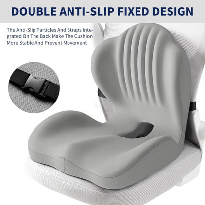 Contoured One-Piece Seat Cushion with Ribbed Back Support, Non-Slip Base and Five Color Options